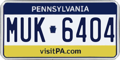 PA license plate MUK6404