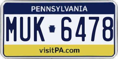 PA license plate MUK6478