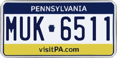 PA license plate MUK6511