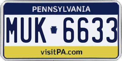 PA license plate MUK6633