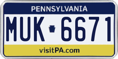 PA license plate MUK6671