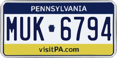 PA license plate MUK6794