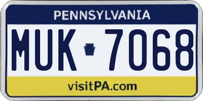 PA license plate MUK7068