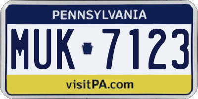 PA license plate MUK7123
