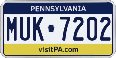 PA license plate MUK7202