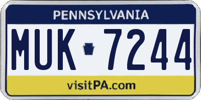 PA license plate MUK7244
