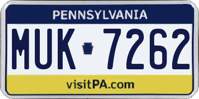 PA license plate MUK7262