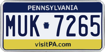 PA license plate MUK7265