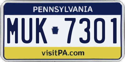PA license plate MUK7301