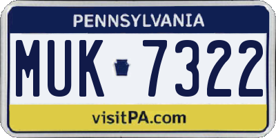 PA license plate MUK7322