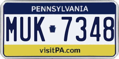 PA license plate MUK7348