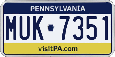 PA license plate MUK7351