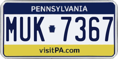 PA license plate MUK7367
