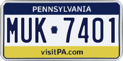 PA license plate MUK7401