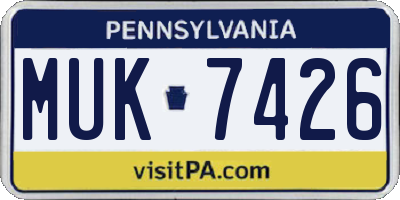 PA license plate MUK7426