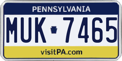PA license plate MUK7465