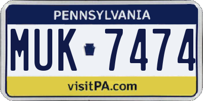 PA license plate MUK7474