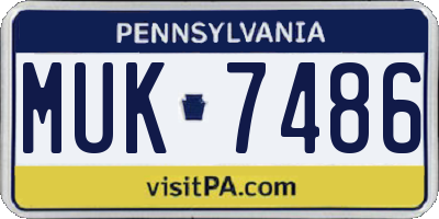 PA license plate MUK7486