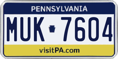 PA license plate MUK7604