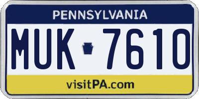 PA license plate MUK7610