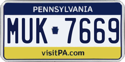 PA license plate MUK7669