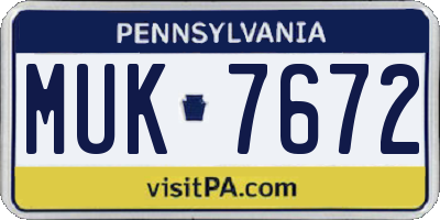 PA license plate MUK7672