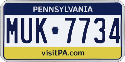 PA license plate MUK7734