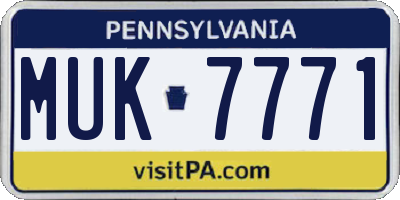 PA license plate MUK7771