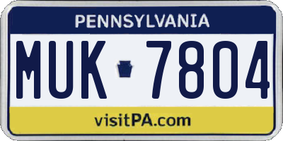 PA license plate MUK7804