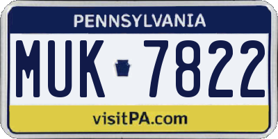 PA license plate MUK7822