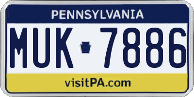 PA license plate MUK7886