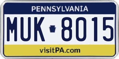 PA license plate MUK8015