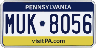 PA license plate MUK8056
