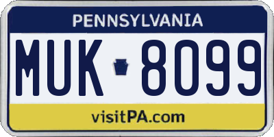 PA license plate MUK8099
