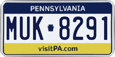 PA license plate MUK8291