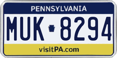 PA license plate MUK8294