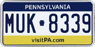 PA license plate MUK8339