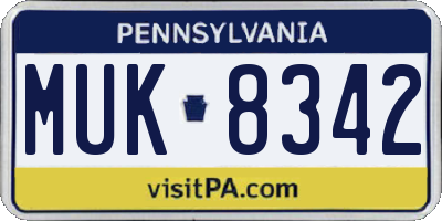 PA license plate MUK8342