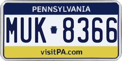 PA license plate MUK8366