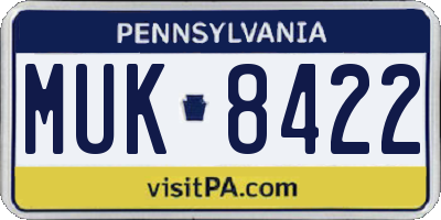 PA license plate MUK8422