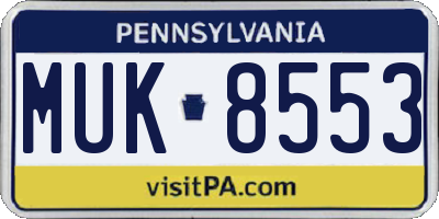 PA license plate MUK8553