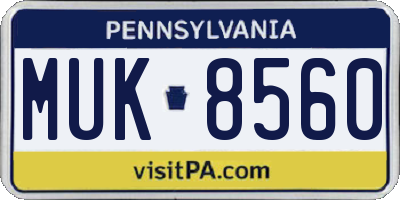 PA license plate MUK8560