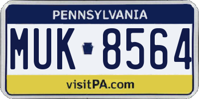 PA license plate MUK8564