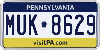 PA license plate MUK8629