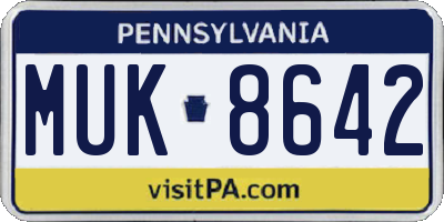 PA license plate MUK8642
