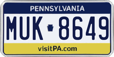PA license plate MUK8649