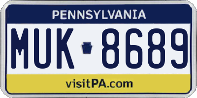 PA license plate MUK8689