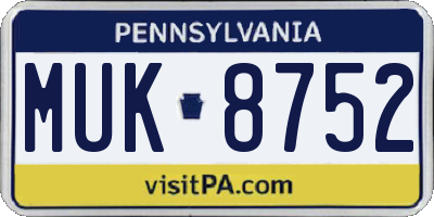 PA license plate MUK8752