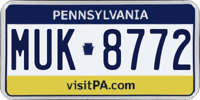 PA license plate MUK8772