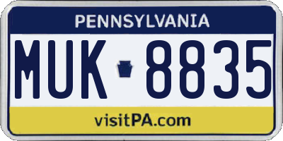 PA license plate MUK8835